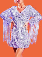 Silver Sequin Fringe Dress