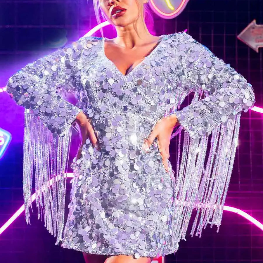 sparkly silver dress