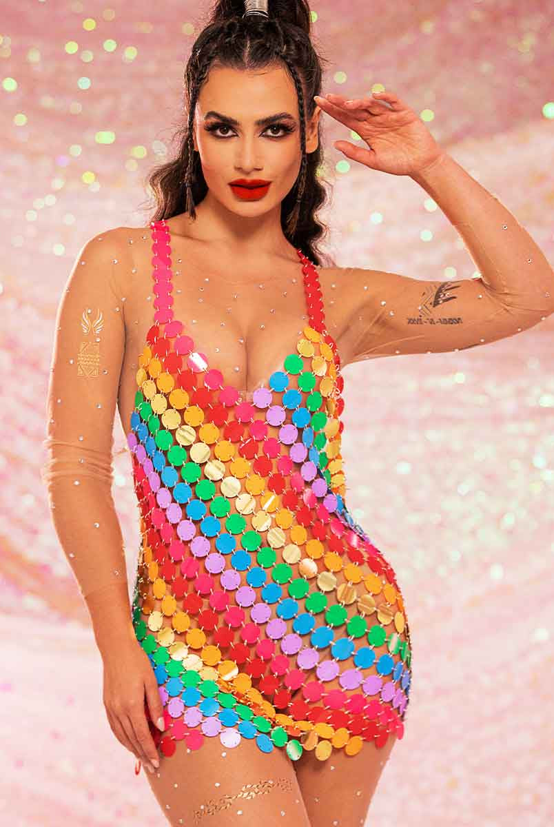 rainbow chain dress