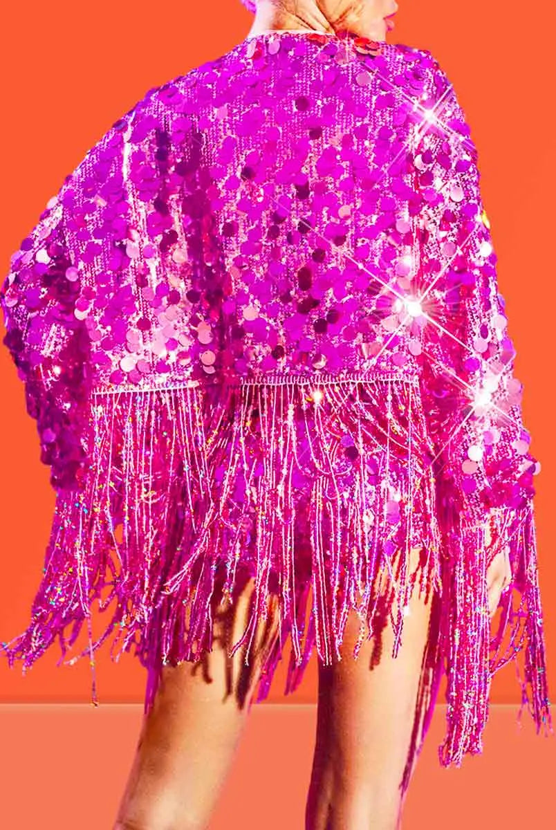 Pink Sequin Fringe Jacket