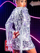 fringe silver dress