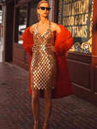 VICTRAY Gold Chainmail Dress