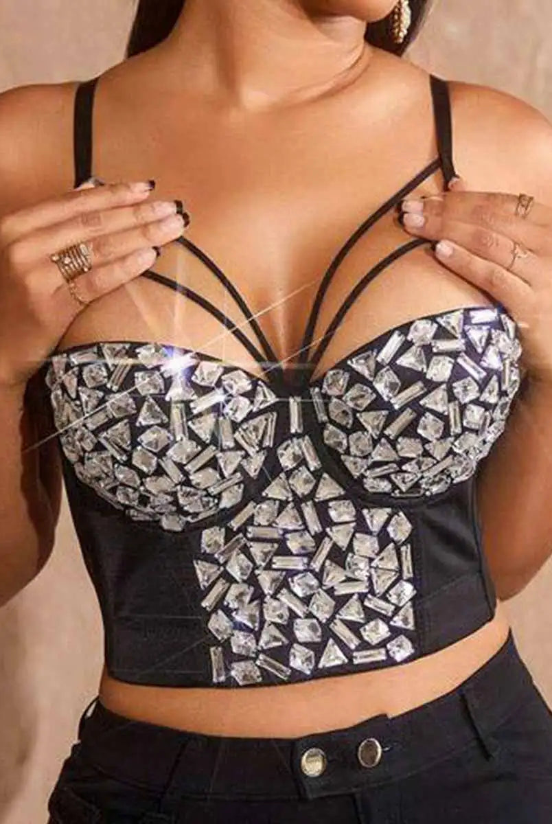 Black Corset Rhinestone