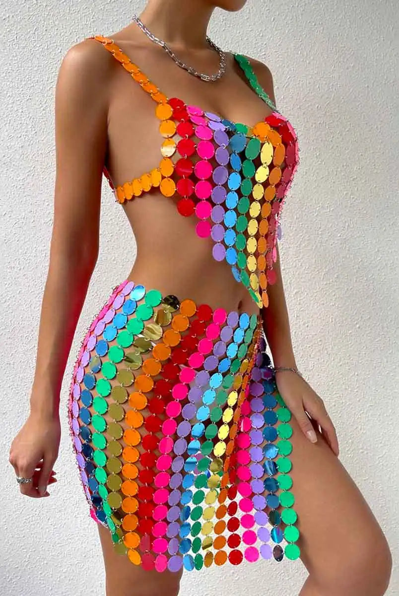 Rainbow Sequin Two Piece Set
