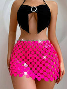 Rose Red Sequin Mini Skirt