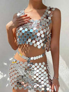Silver Sequin Matching Set