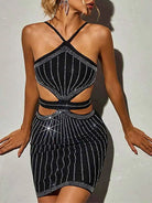 Rhinestone Cut Out Dress