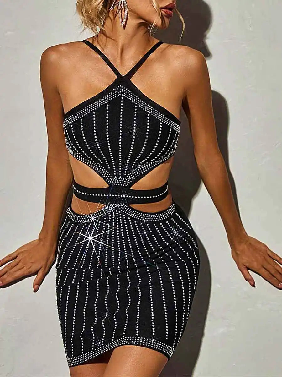 Rhinestone Cut Out Dress