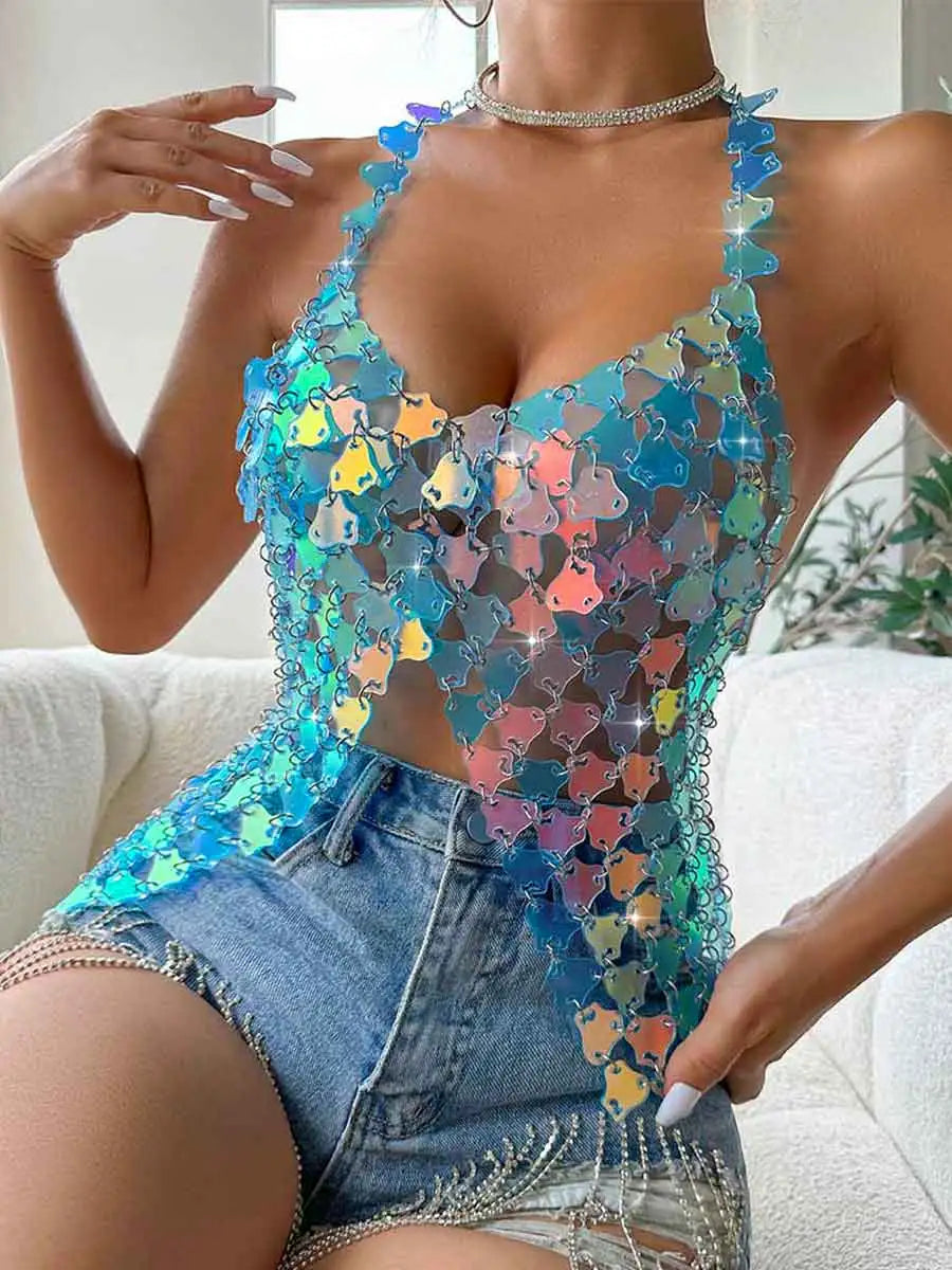 Light Blue Sequin Top