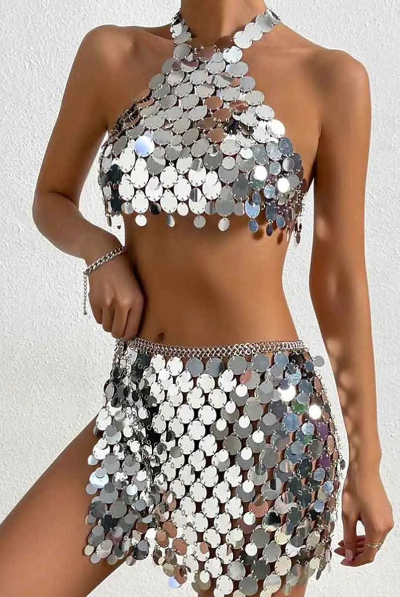 Shine Bright Silver Sequin Set