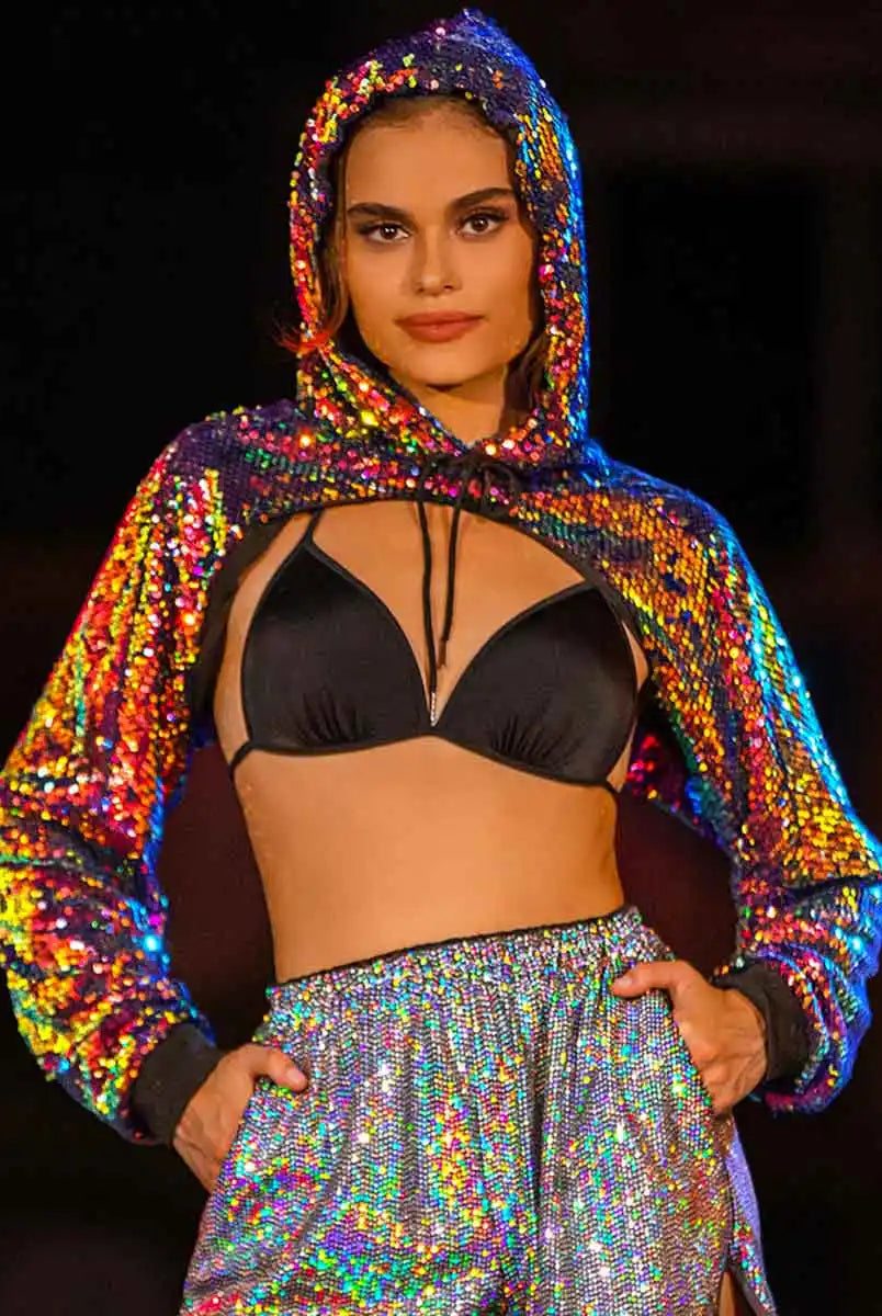 Red Sequin Shirt - Stylish sequin hoodie