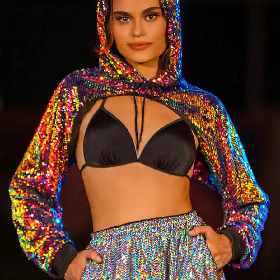 Red Sequin Shirt - Stylish sequin hoodie