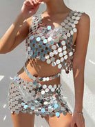 Silver Sequin Matching Set