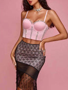 Vibrant Pink Rhinestone Bra