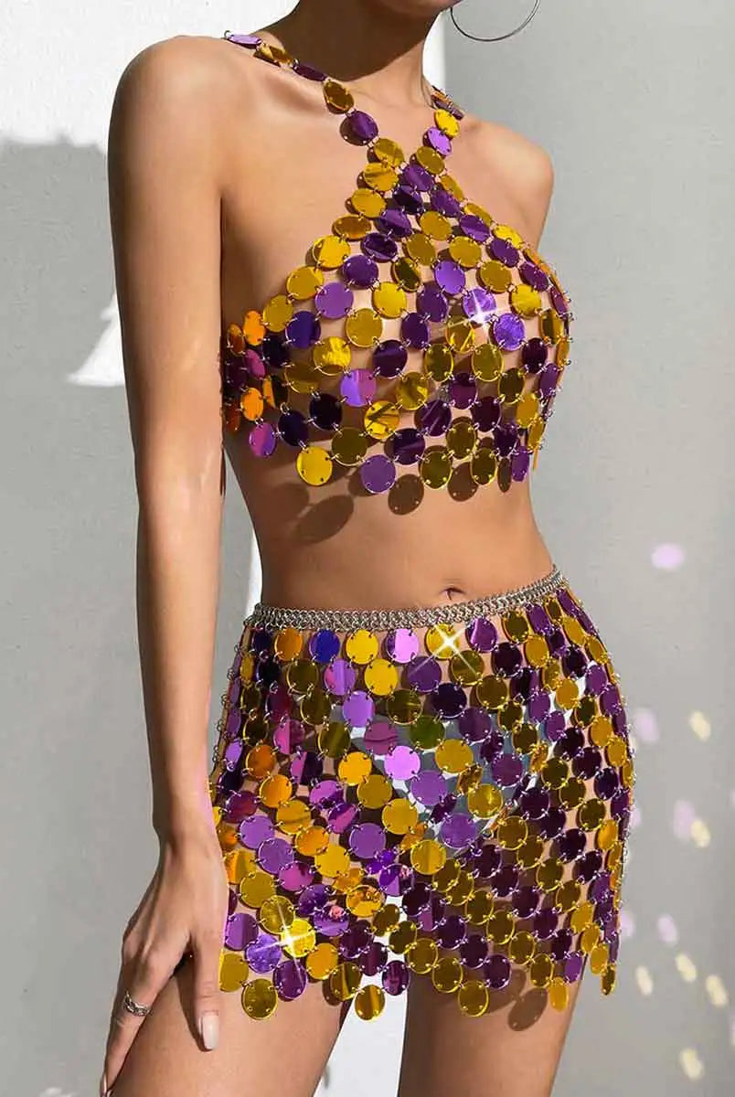 Purple & Gold Sequin Set