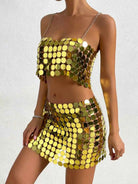 Gold Sequin Mini Skirt Set