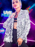 Silver Sequin Tuxedo Jacket (Women's)