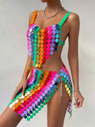 Rainbow Sequin Skirt Set
