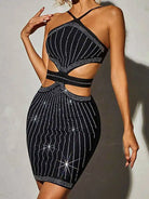 Rhinestone Cutout Bandage Dress