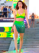 green sparkly two piece set