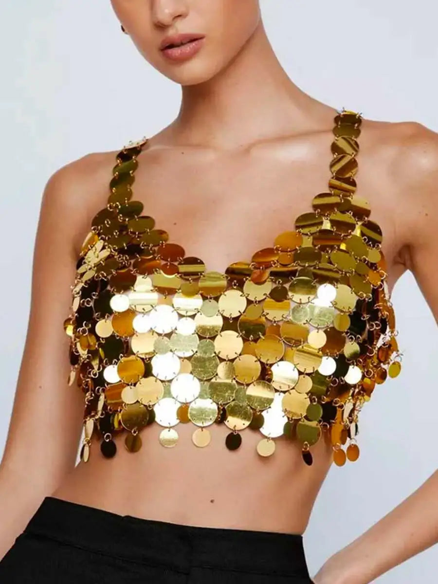 Gold sequin bra top