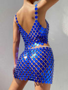 Blue Disco Sequin Set - Camisole Bra + Sparkly Skirt