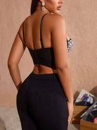 Black Corset Rhinestone - Suspender Crystal Bra Top