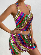 rainbow sequin skirt set