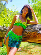 green sequin two piece set
