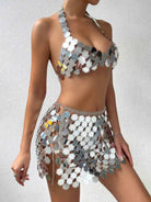 Disco Silver Mini Skirt Set