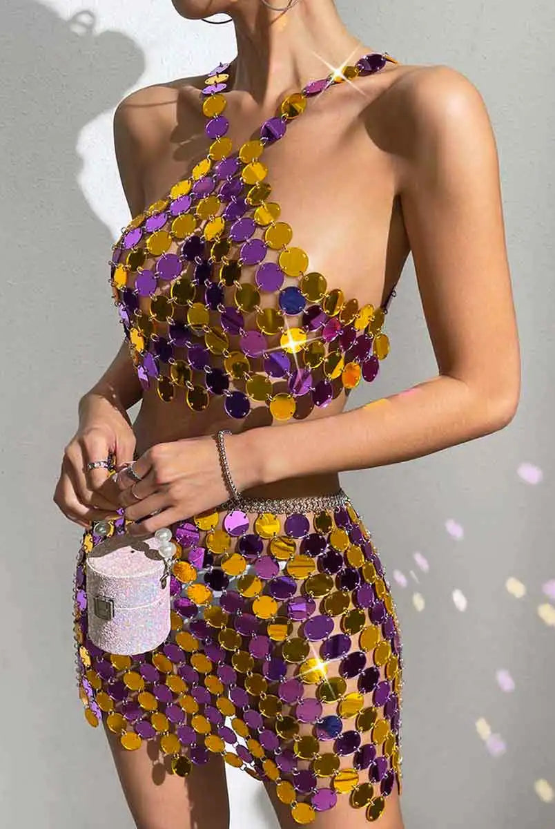 Gold & Purple Sequin Outfit