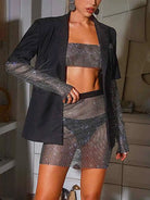 black rhinestone two piece set