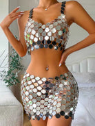 Silver Sequin Skirt Set (Disco Style)