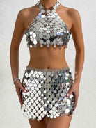 Two Piece Silver Sequin Set