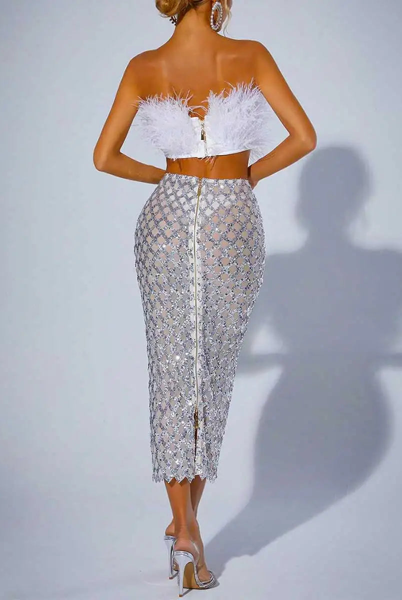 Sparkly Sequin Feather Two-Piece