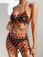 Sparkly Red Heart Sequin Skirt Set