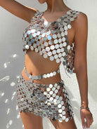 Silver Sequin Skirt Set