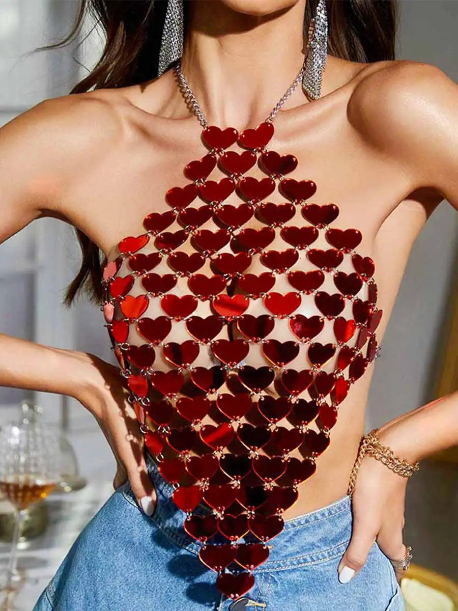 red sequin tank top