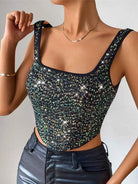 Black Rhinestone Camisole Top