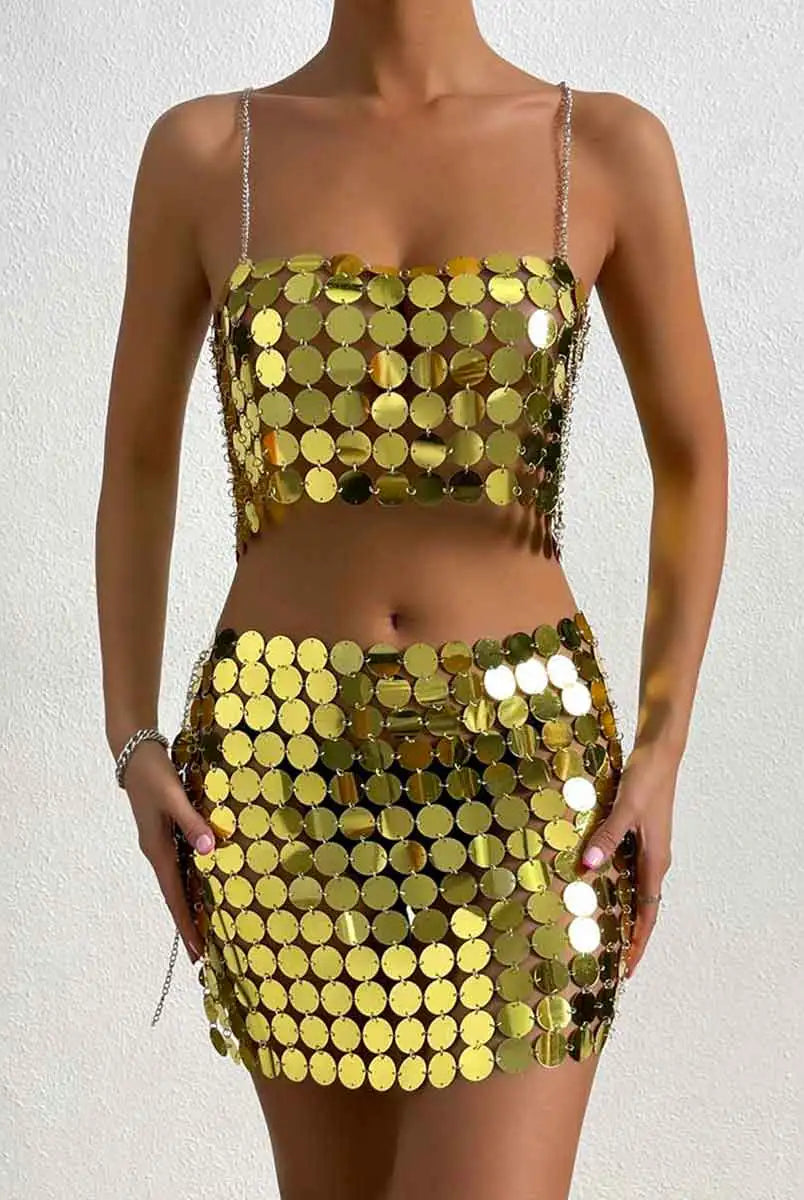 Shiny Gold Sequin Set