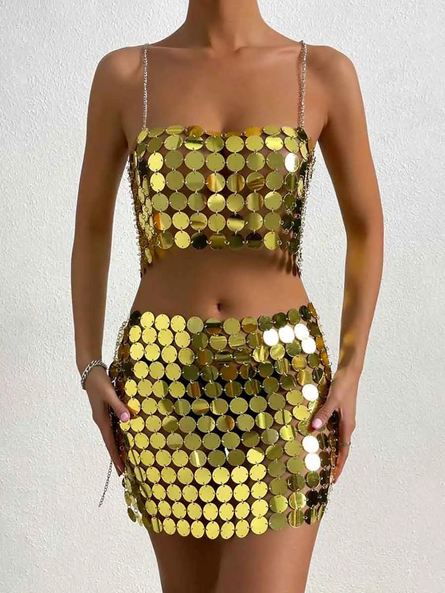 Shiny Gold Sequin Set