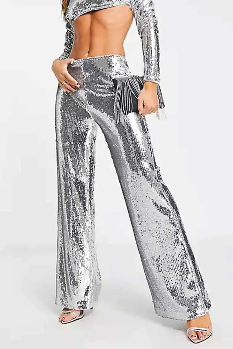 silver sequin turtleneck set