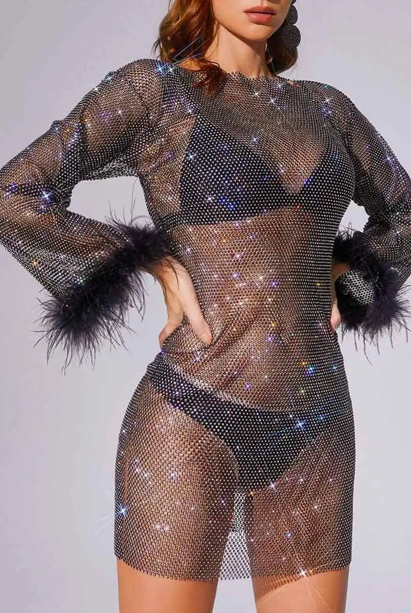 Glamorous Feather Mini Dress
