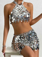 Silver Sequin Clubwear Set