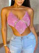Pink Sequin Halter Top