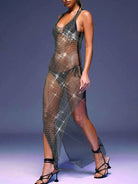 Sparkly Rhinestone Mesh Dress