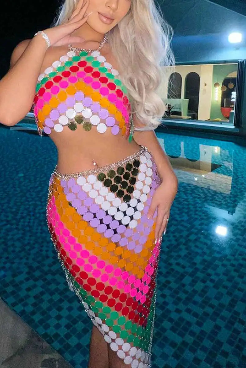 Rainbow Sequin Two-Piece