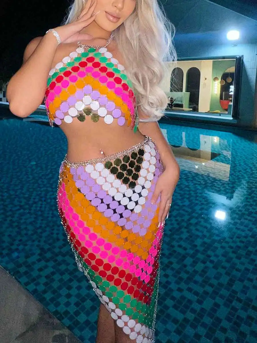 Rainbow Sequin Two-Piece