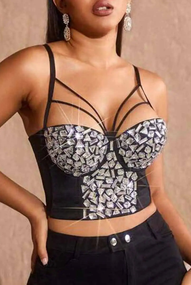 Crystal Rhinestone Corset Top