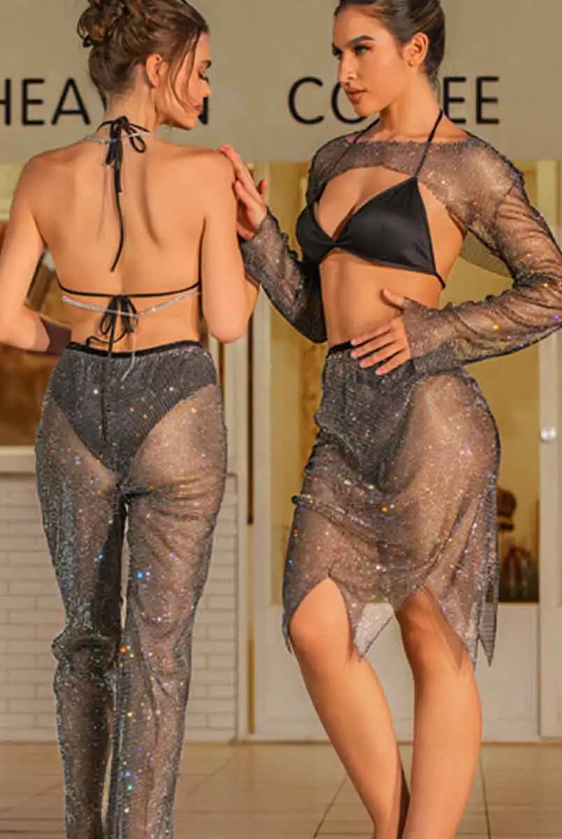 crystal pants outfit set
